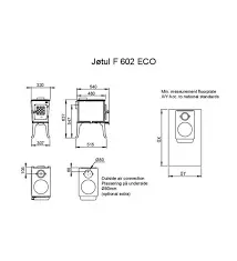 Jøtul F 602 Eco – Maßzeichnung / Datenblatt