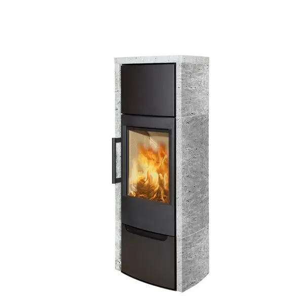 Wiking Miro 6 mit Natursteinverkleidung, Wärmespeicher & Holzfachtür