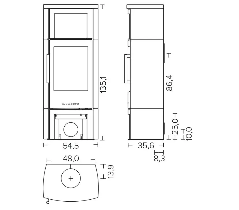 Wiking Miro 6 mit Wärmefach & Holzfach & Natursteinverkleidung – Maßzeichnung / Datenblatt