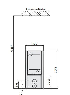 Contura 510 G Style – Maßzeichnung / Datenblatt
