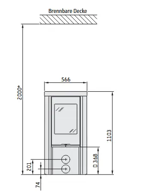 Contura 520 T Style – Maßzeichnung / Datenblatt
