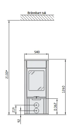 Contura 610 G Style – Maßzeichnung / Datenblatt